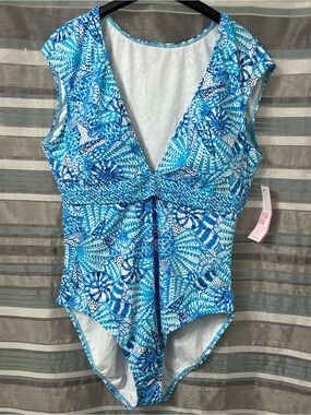 Lilly Pulitzer Imogen One-Piece Swimsuit in Amalfi Blue by the Seashore